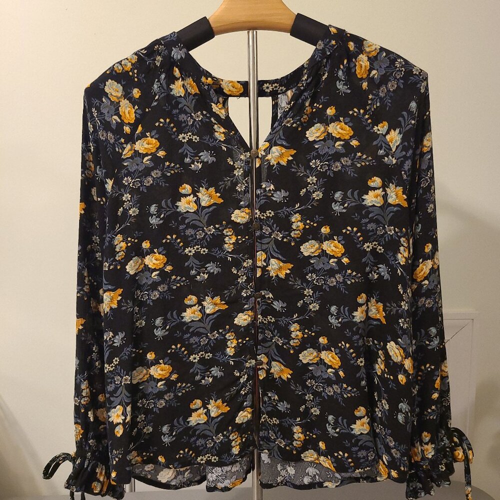 American Eagle Blouse - XS Navy Blue Floral - Picture 2 of 13